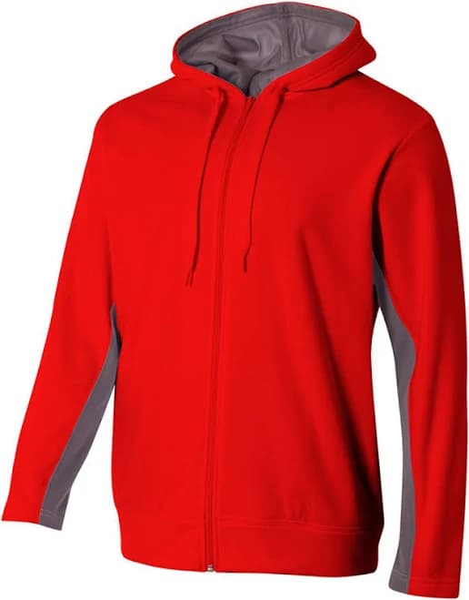 A4 Men's Full Zip Color Block Fleece Hoodie n4251