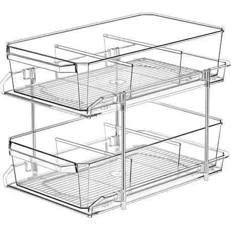 2 Tier Clear Organizer with Dividers