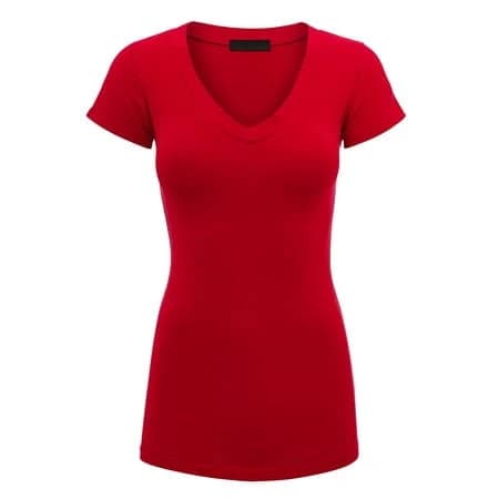 Made by Johnny MBJ Women's Basic Fitted Soft Short Sleeve Deep V Neck T-