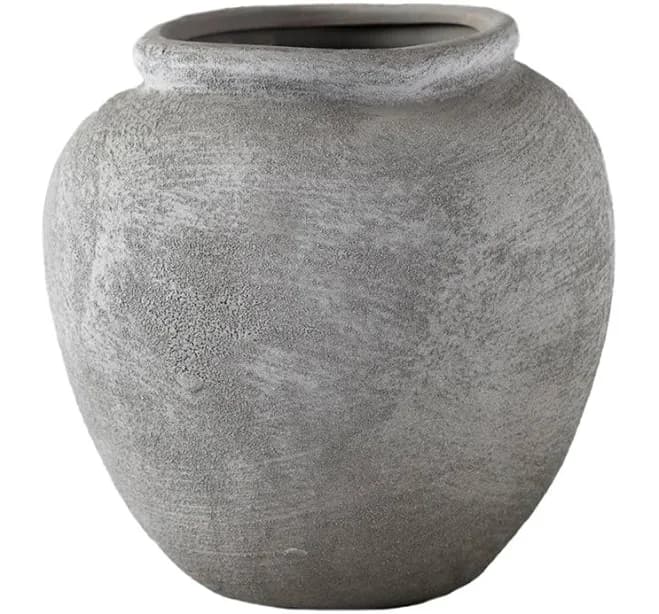 Serene Spaces Living 7 inch Gray Stone-Textured Ceramic Vase (Pack of 8)
