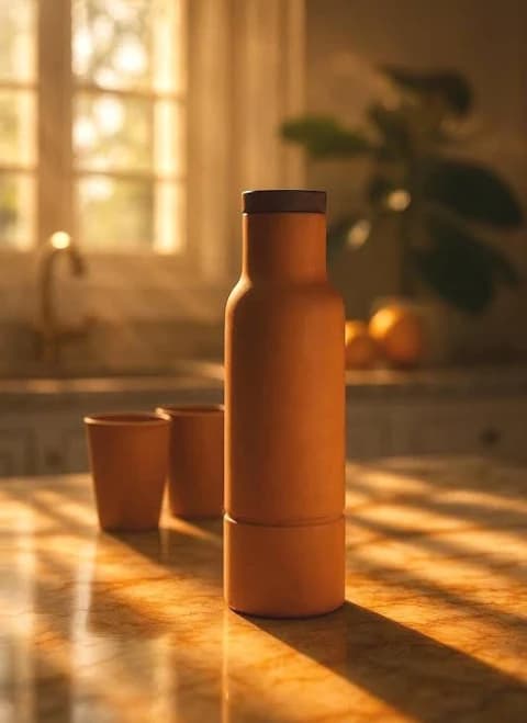 TERRACOTTA CLAY WATER BOTTLE