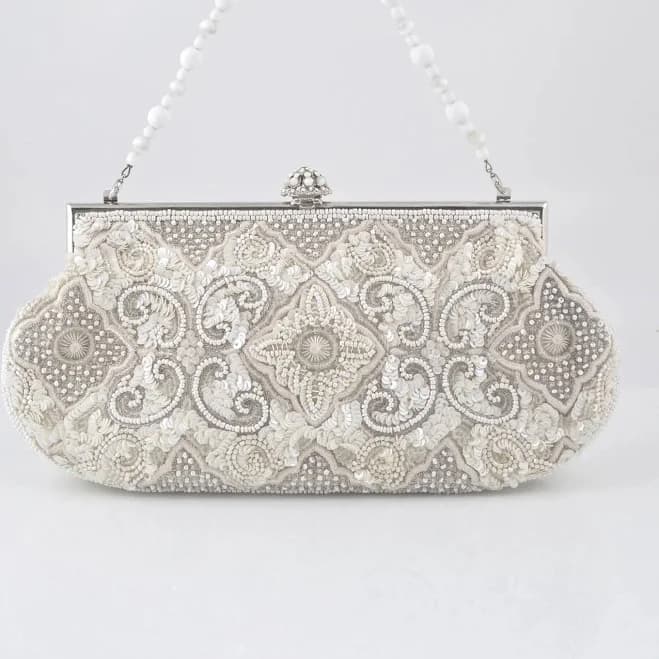 Larisa Barrera Soft Oblong Beaded Clutch Handbag