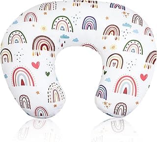 Rainbow Nursing Pillow Cover, Breastfeeding Pillow Slipcover for Baby Girls/Boys, Soft Snug Fits On Newborn Feeding Pillow Case
