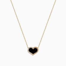 Eclipse 14K Yellow Gold Onyx and Diamond Heart Necklace – effyjewelry.com