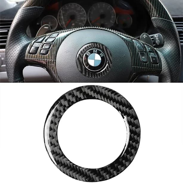 1xcarbon Fiber Steering Wheel Logo Interior Trim For Bmw 3 Series E46