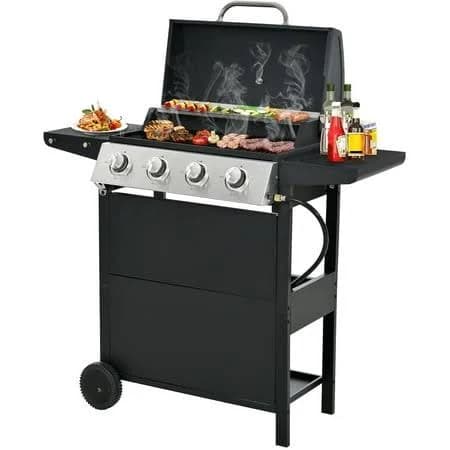4-Burner Propane Gas BBQ Grill with Side Burner