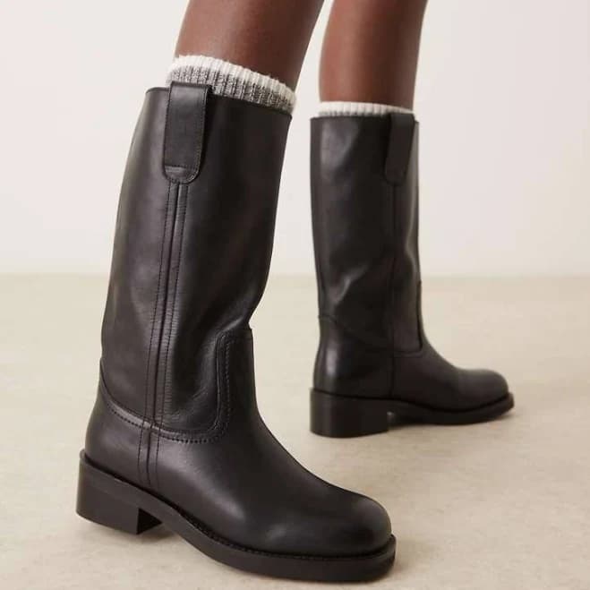 ASOS Cindy Leather Pull-On Boots