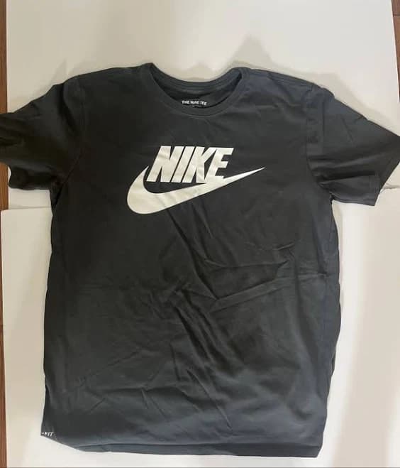 Nike Shirt Mens Large Black White Swoosh Logo Athletic Tee Gym Casual
