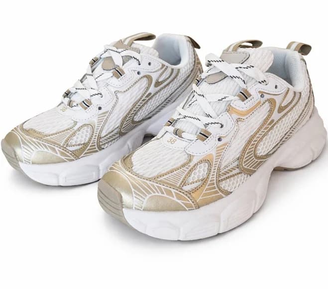 Berness Women's Chunky Sneakers White Beige Mesh Lace - Up