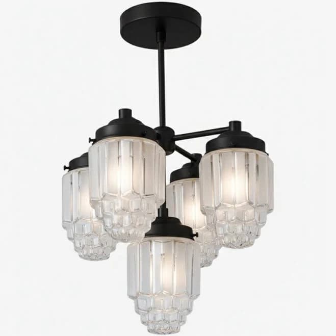 Tierlux Glass Modern Art Deco Multi-Arm Glass Chandelier