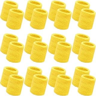 Bememo 24 Pcs Wrist Sweatbands Bulk Sports Wrist Bands for Men Women Breathable Athletic Tennis Wristbands Stretchy Absorbent Cotton Terry for Basketball, Baseball, Gym, Working Out