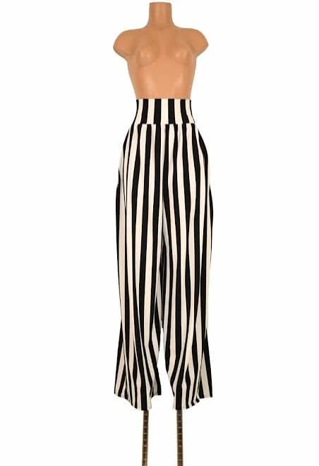 Vertical Stripe Stilt Pants with Pockets