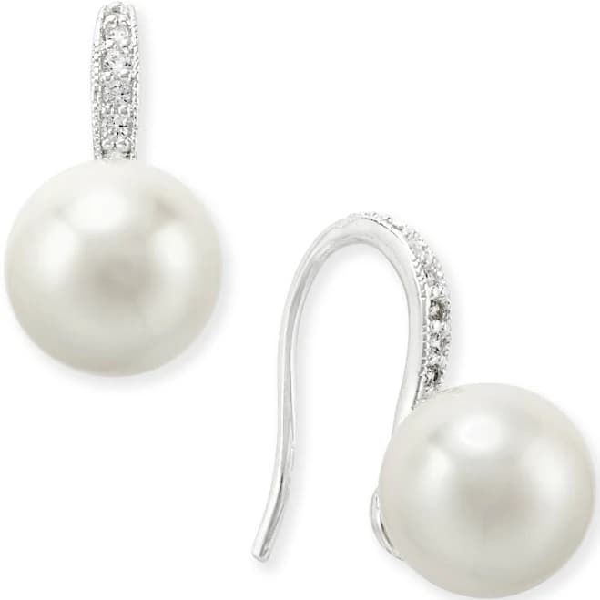 Charter Club Silver Pearl Drop Earrings