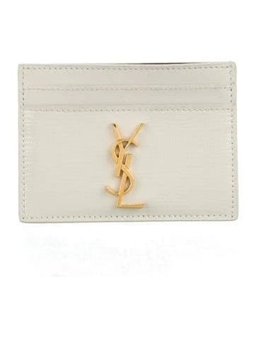 Saint Laurent - Logo-plaque Leather Cardholder - Women - Brass/Lambskin - One Size - White