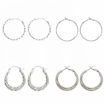 Minimalist Twisted Hoop Earrings Set