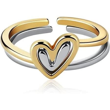925 Sterling Silver Heart Layered Stackable Ring Set