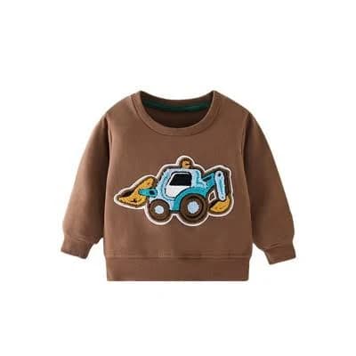 Baby Boy Excavator Pattern Long Sleeve Hoodie