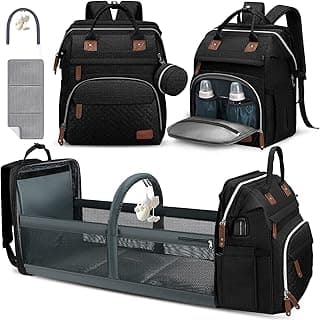 Diaper Bag Backpack, Large Baby Bag with Changing Pad, Thick Padded Back & Straps, Laptop Compartment, Waterproof Travel Backpack with USB Port, Multi-Function for Mom & Dad, Black