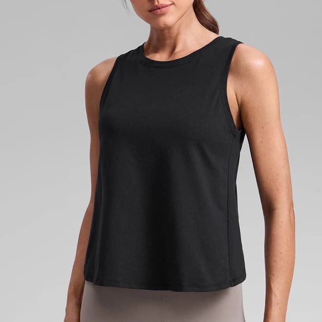 CRZ YOGA Women's Poly Cotton-Blend Open Split Back Tank