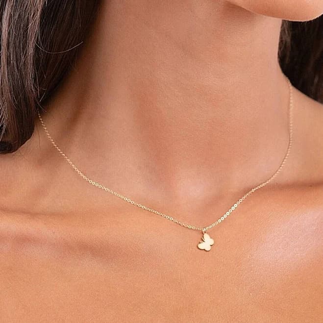 Dainty Gold Butterfly Pendant Charm Necklace