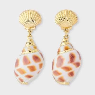 A New Day Shell Charm Drop Earrings