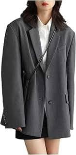 Women's Office Ladies Blazer Cuffs Embroidered Broad Shoulder Twill Blazer Gray at Amazon Women's Clothing store