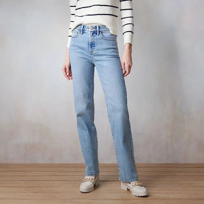Women's LC Lauren Conrad Super High-Rise True Straight Jeans, Size: 16, Light Wash
