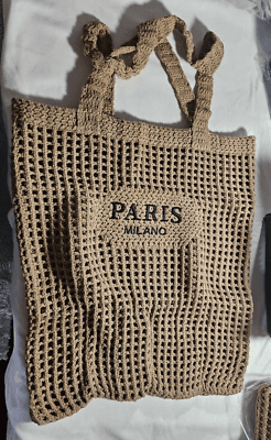 Paris Milano Logo Bag Mesh Knit Tote Beach Shopper Beige | eBay