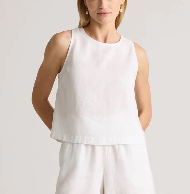 Quince Women's Cropped European Linen Tank Top