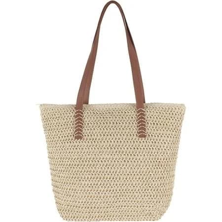 Straw Woven Top-Handle Shoulder Bag