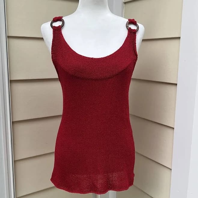 Chico's Tops | Chico’s Red Knit Ringstrap Sleeveless Scoopneck Top Size 2 | Color: Red | Size: M | Mkat806's Closet