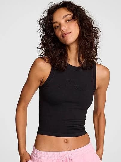 Victoria's Women's Secret Pink Soft Seamless High-Neck Cropped Tank