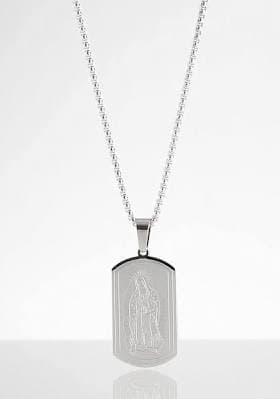 BKE Men's Virgin Mary Silver Necklace