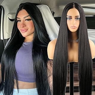 XC CLOUDS 32inch Synthetic Lace Front Wig13×5×1 Pre-Plucked Long Straight Lace Front Wigs Synthetic Hair,Heat-Resistant Hd Glueless Wigs 100 cm with 180% Density For Woman