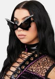 Good Times Eyewear Rhinestone Cat Eye Sunglasses - Black/Silver – Dolls Kill