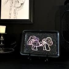 Mushroom Trinket Tray, Psychedelic Decor, Portable Rolling Tray, Size X Small, Smoking Rolling Accessory, (Stand NOT Included)
