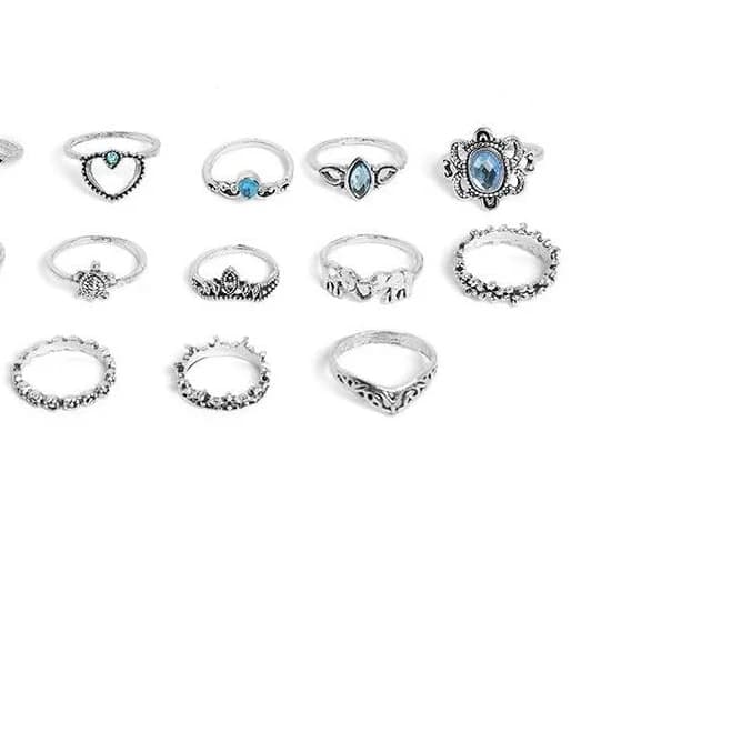 Sohi Women's Silver Oxidized Rings (13 Pack)