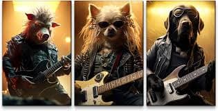 Amazon.com: YONICA 3 Panel Animal Band Canvas Wall Art for Home Music Decor - Funny Animals Playing Musical Instruments Modern Cool Wall Picture Print On Canvas HD Giclee Artwork Ready to Hang -