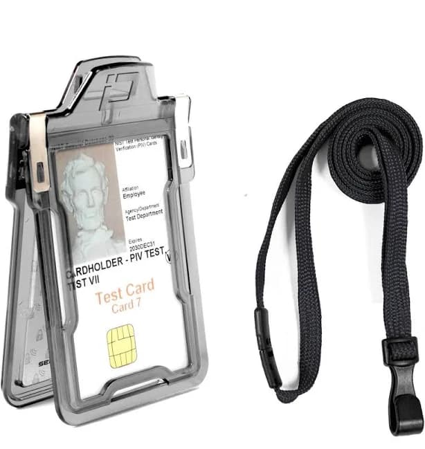 Classic Vertical Badge Holder, and Lanyard Bundle