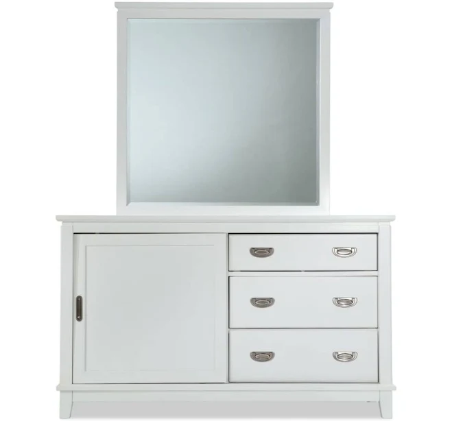 Bob's Discount Furniture Chadwick White 3 Drawer Dresser with Mirror