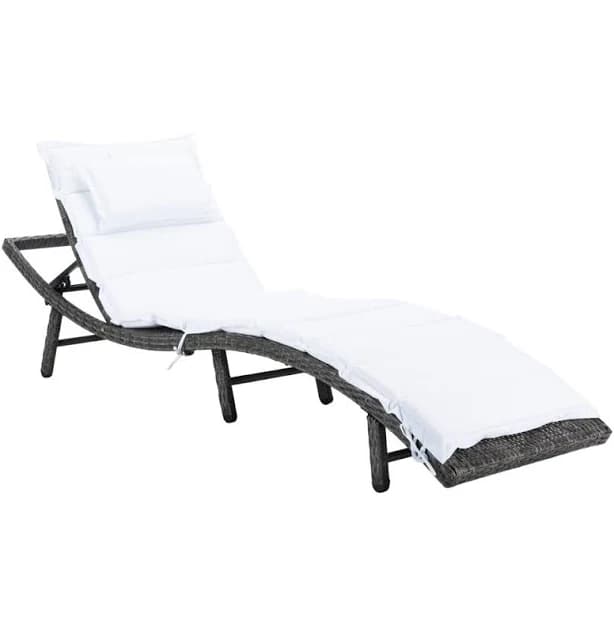 Red Barrel Studio Laterrian Outdoor Wicker Chaise Lounge with Cushion Included