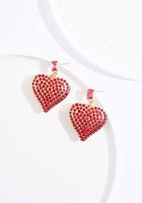 Studded Heart Dangle Earrings