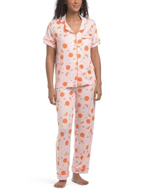 TJ Maxx Women's Citrus Print Short Sleeve Pajama Set