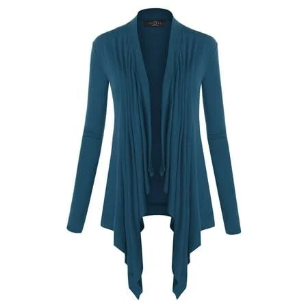 Women's Draped Long Sleeve Open Front Knit Cardigan