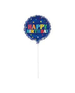 Unique Party Favors 9'" Foil Happy Polka Dots Birthday Stick Balloon