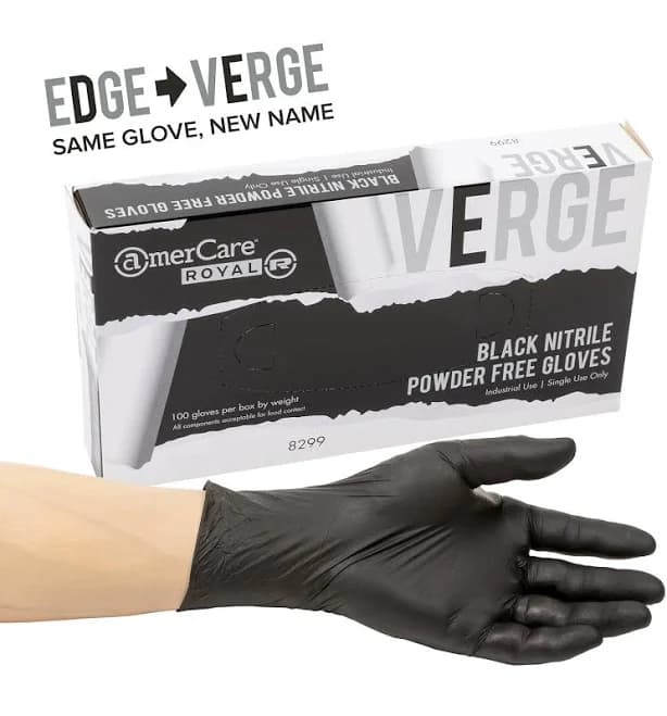 amercare Black Verge Powder Free Nitrile Gloves