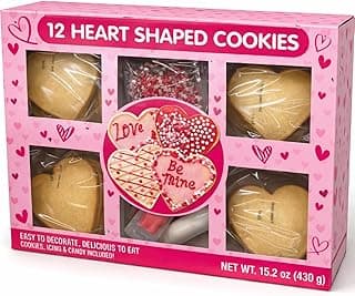 Heart Shaped Cookies Decorating Kit, 12 Cookies with Icing and Candy, Valentine's Theme, 15.2 oz