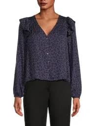 Leopard Print Ruffle Blouse