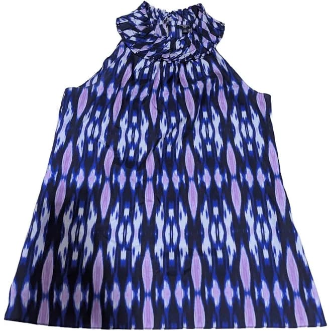 Ann Taylor Women's Purple & Blue Abstract Print Sleeveless Halter Silk