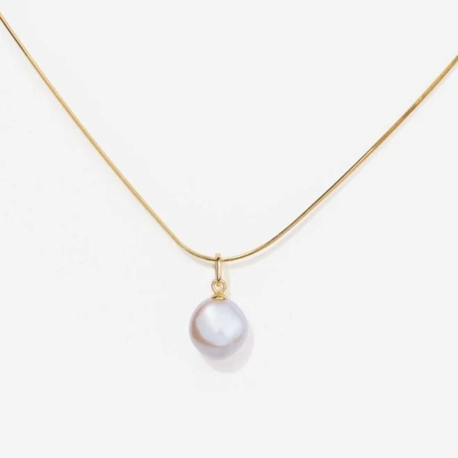 Little Sky Stone 14K Gold Plated Round Baroque Pearl Necklace